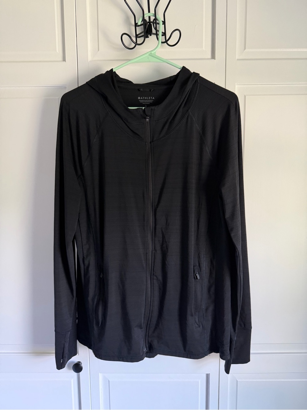 Athleta Black Full‑Zip Lightweight Hoodie